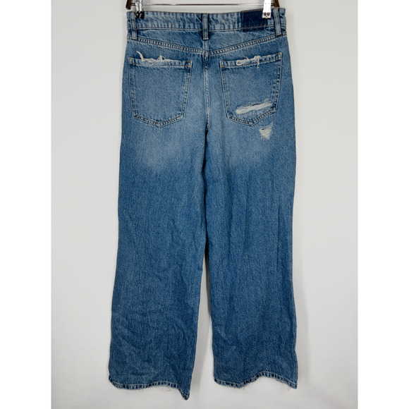 Forever 21 Distressed Mid Rise Baggy Wide Straight Jean Retro Y2K Grunge Size 27 - Picture 4 of 5